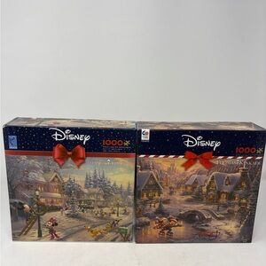 Disney Thomas Kinkade Christmas Puzzles Bundle of 2 NEW Age 12+ 1000 Pieces